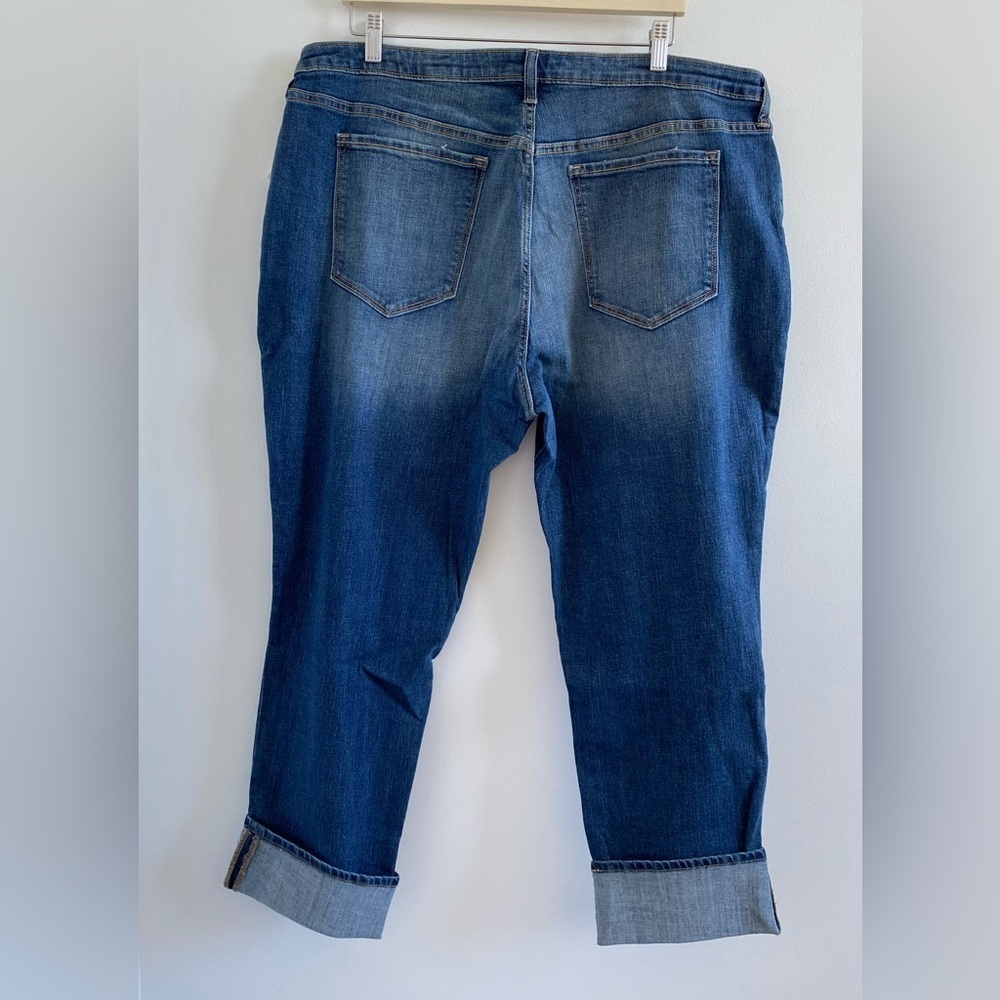 Old Navy Blue Boyfriend Straight Cropped Cuffed Hem Jeans Size 18 NEW - Picture 8 of 10